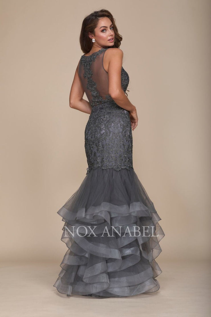 steel grey formal dress