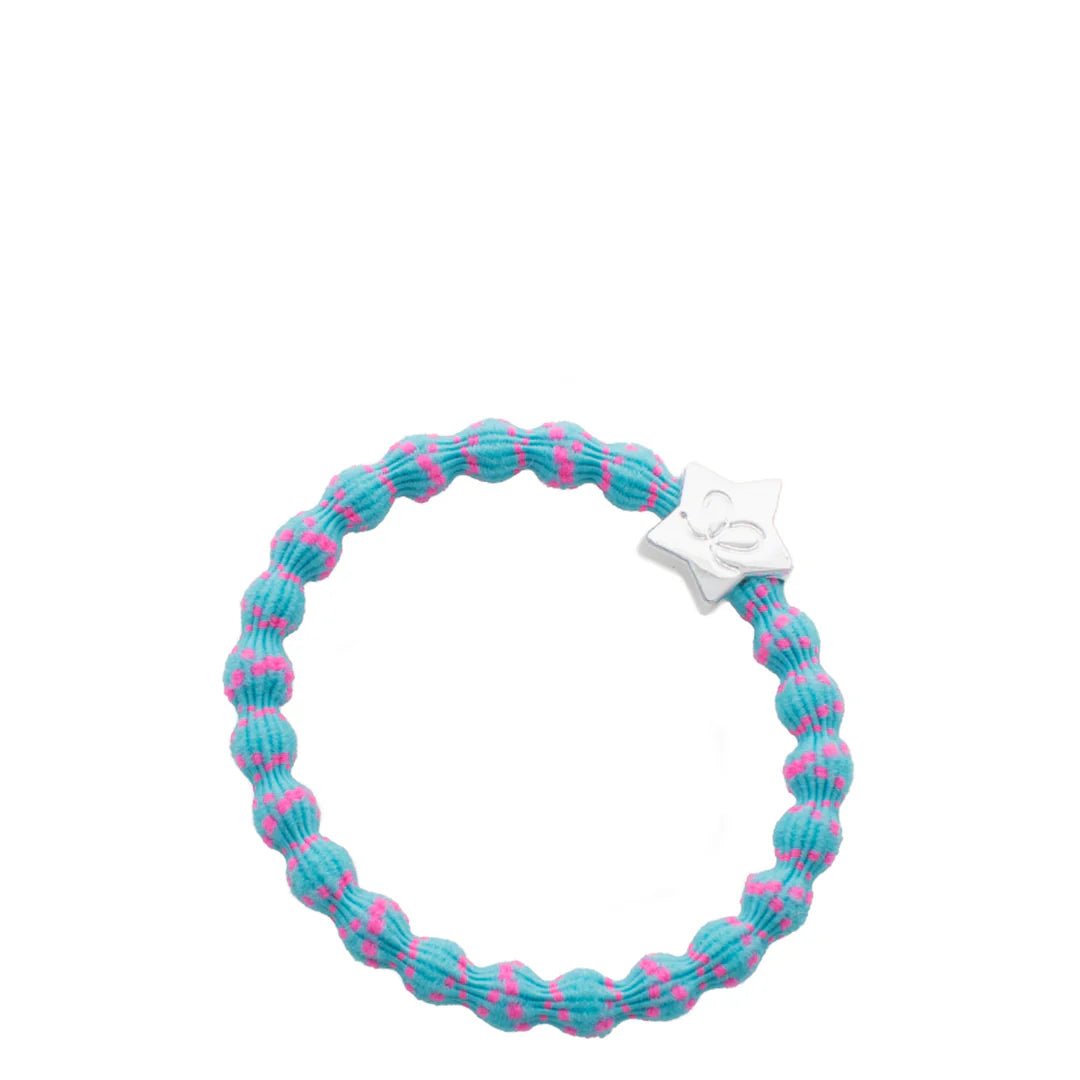 Bangle Band, Silver Star, Neon Pink on Neon Blue