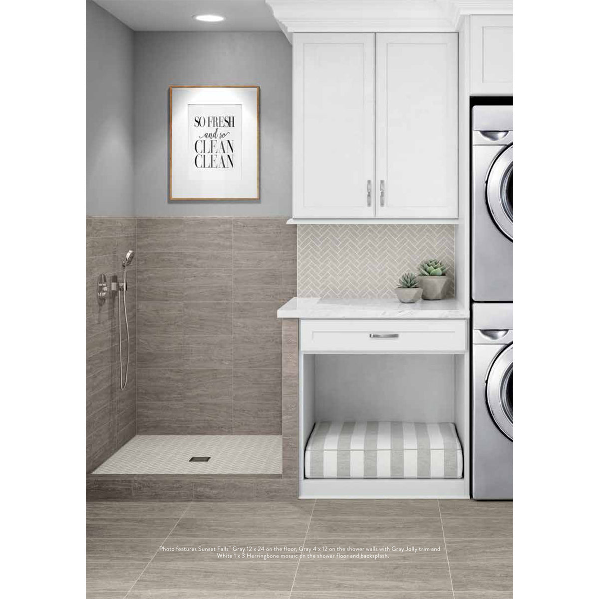 American Olean - Sunset Falls 4&quot; x 12&quot; Wall Tile - Gray SF17 Installed