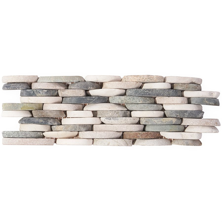 Soho Studio Stacked Carrara Stone - Mosaic - Sliced - Floorzz Pebblestone