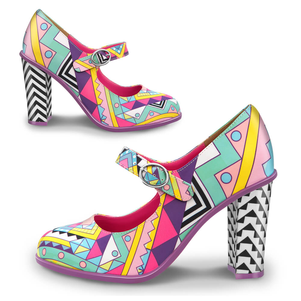 Chocolaticas® High Heels Geometric Women's Mary Jane Pump - Hot Chocolate Design UK product image