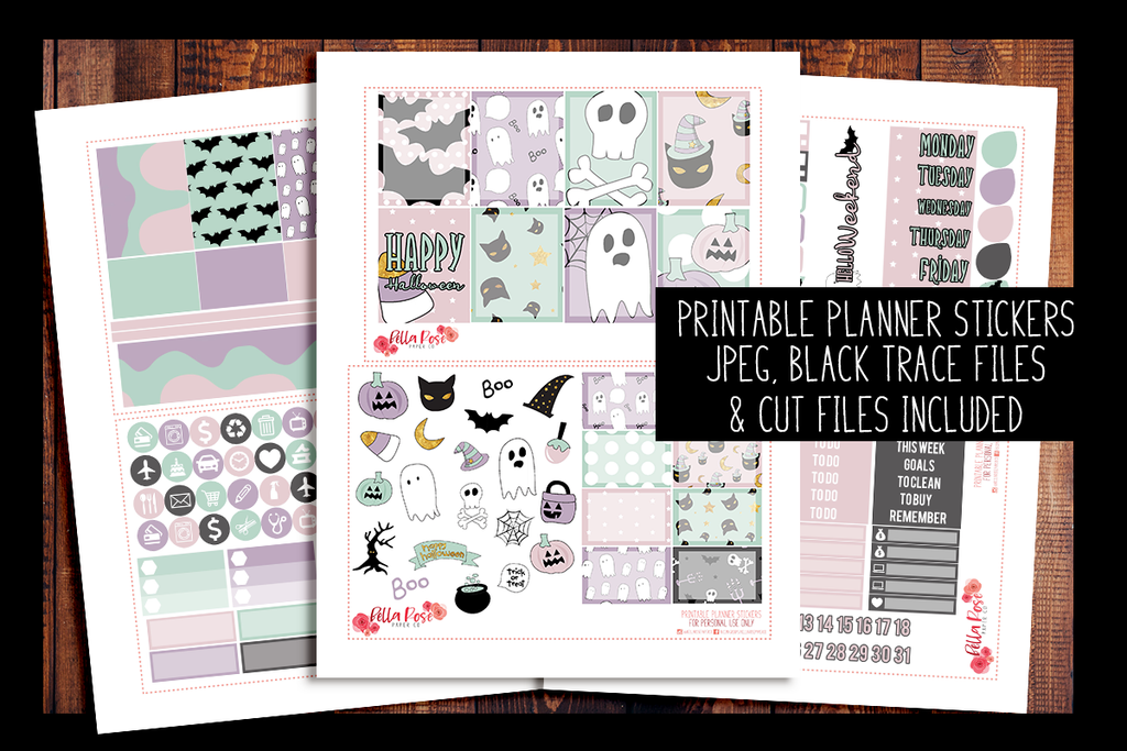 pastel halloween planner kit printable planner stickers bella rose paper co