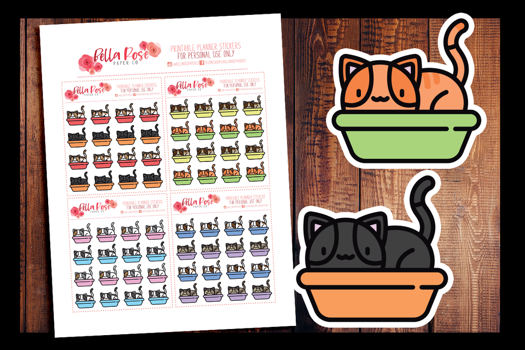 cat litter planner stickers printable planner stickers bella rose