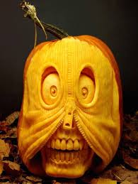 sculpted pumpkin with zipper mask