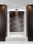 shower with waterfull, rain and pressure heads
