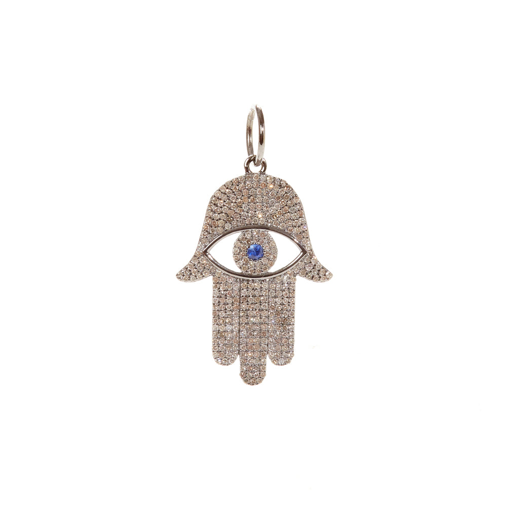 Silver Diamond Hamsa Pendant