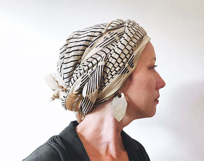 How to tie a head scarf for a cancer patient