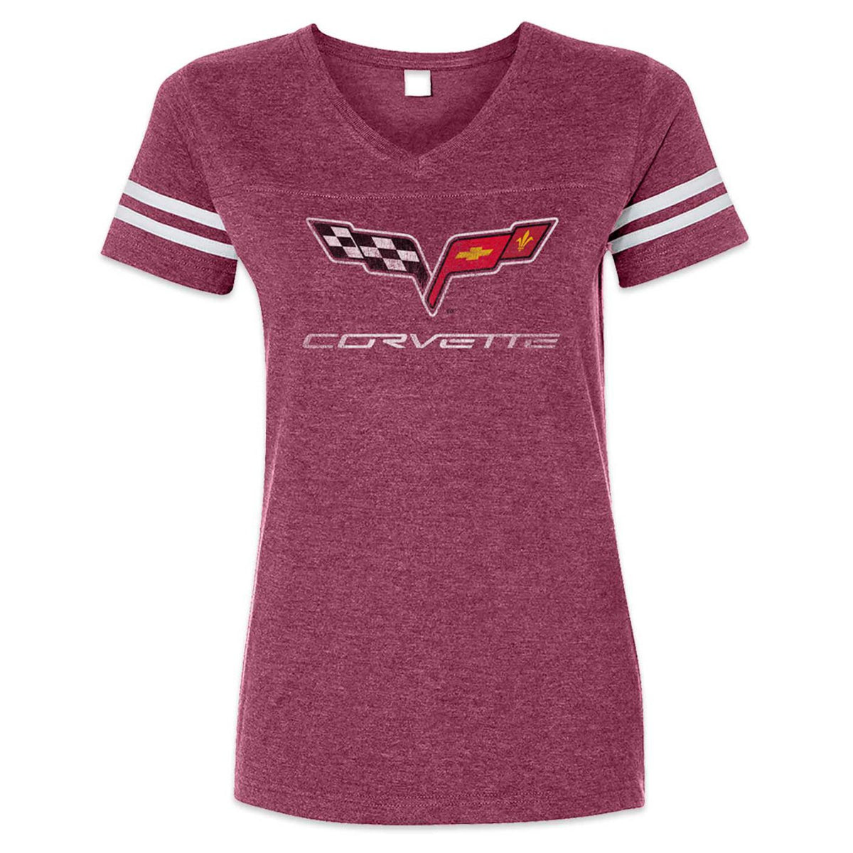 Ladies Vintage Burgundy C6 Corvette T Shirt National Corvette Owners Association