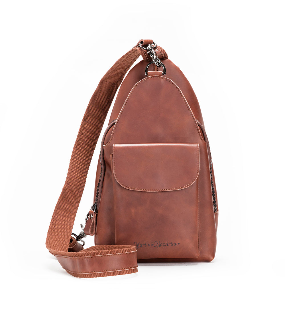 tan leather sling bag