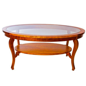 Oval Glass Top Coffee Table With Corbel Shelf Ovcftgls3