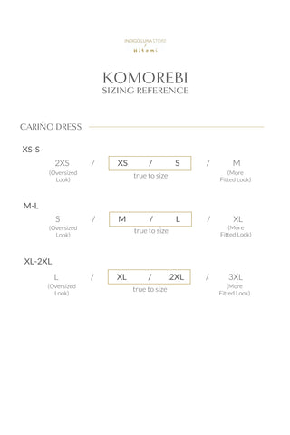 Cariño Dress Sizing Reference