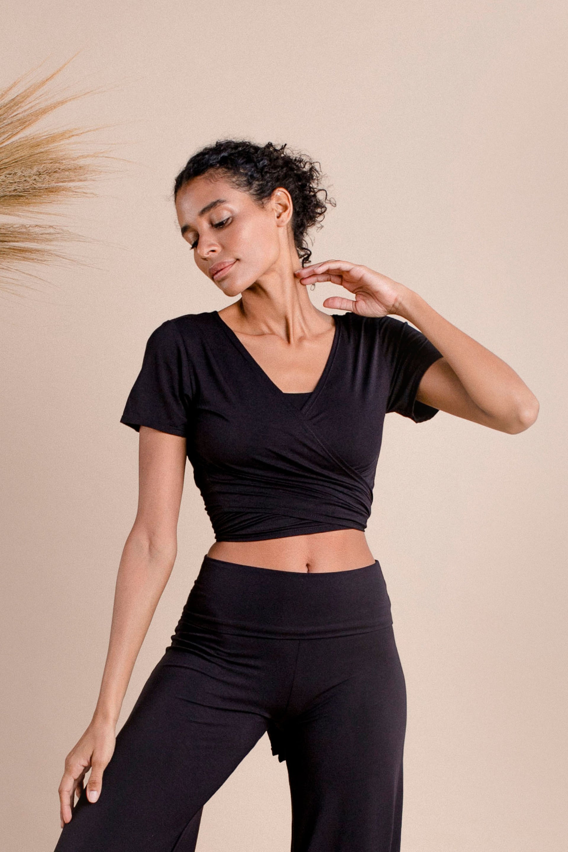 Layla Wrap Top Black | Dyed Using Certified Dyes