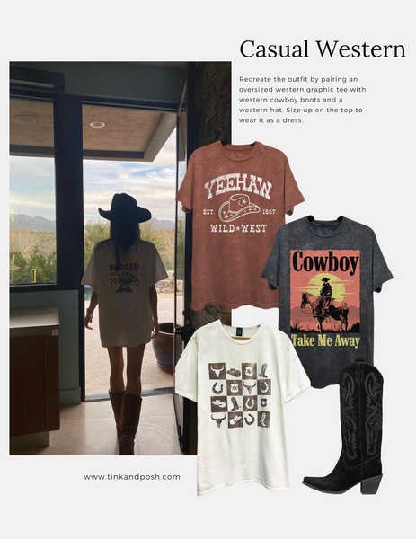 coastal cowgirl graphic tee outfit