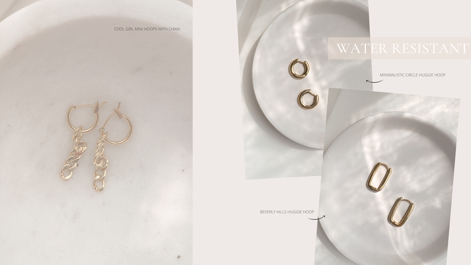 real gold plated minimalistic modern huggie hoop earrings