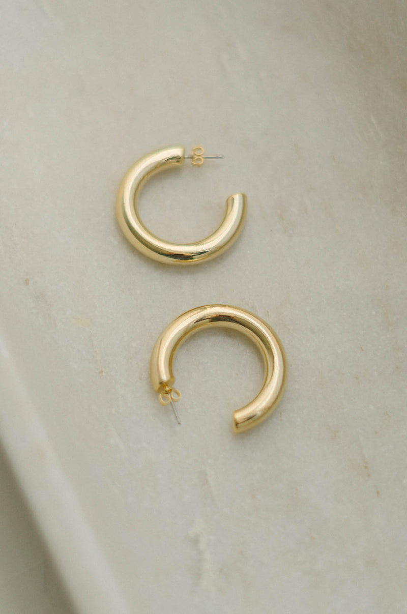 14K Gold Chunky Hollow Hoop Earrings – TINK & POSH