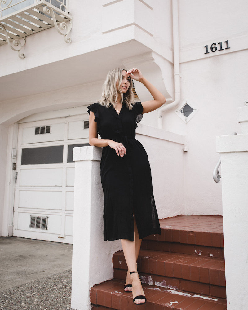 midi black summer dress