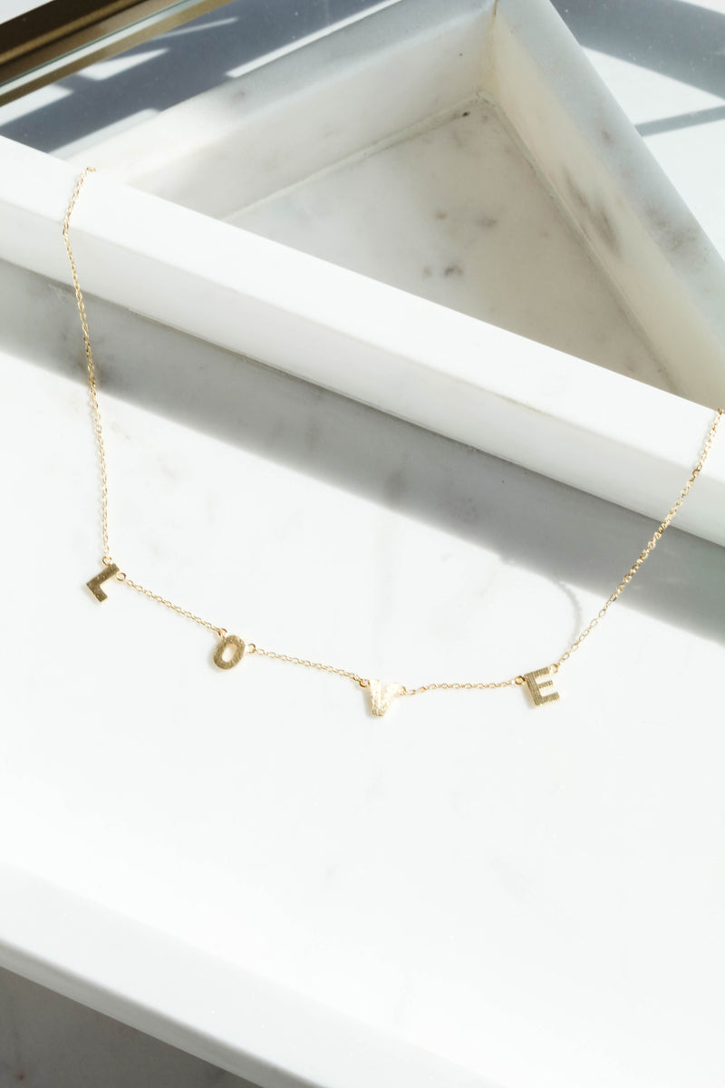 Love Dainty Gold Charm Necklace