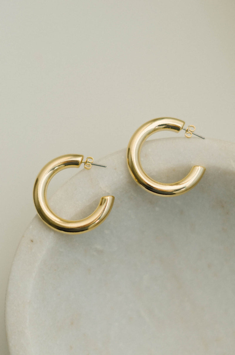 14K Gold Chunky Hollow Hoop Earrings – TINK & POSH