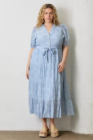 Esme Dress in Lt Blue- Plus (1X-3X) - Darlin's Modest Wear