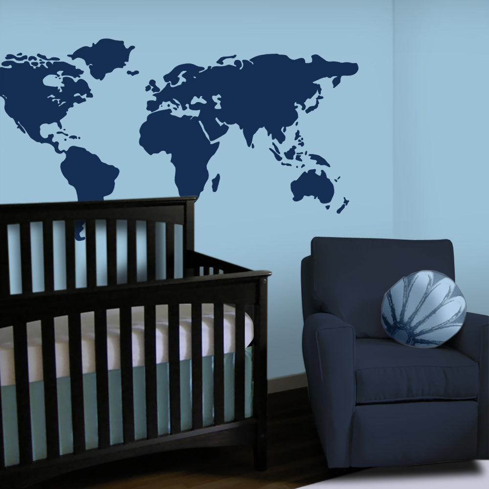 Large World Map Wall Decal