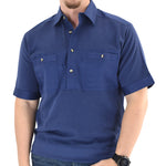 Load image into Gallery viewer, Solid Knit Banded Bottom Shirt with Woven Chest Panel 6041-22N - Navy - theflagshirt
