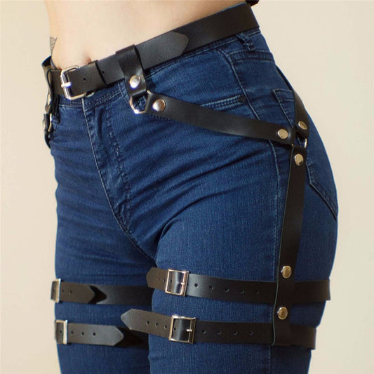 Cheap SM Hollow Goth Erotic Waist BDSM Pu Leather Harness Bondage