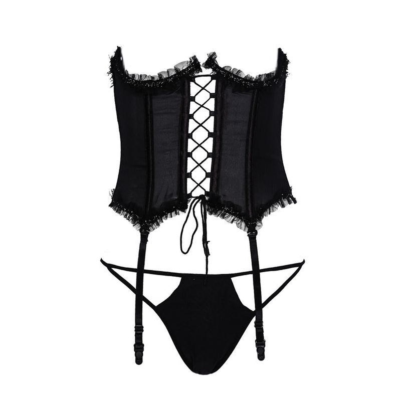 Alluring Exotic Black Cupless Open Cup Lingerie Set — Sofyee