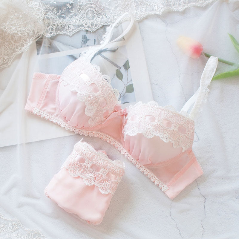 Sofyee Japanese Sweet Lace Bow White Underwear Set