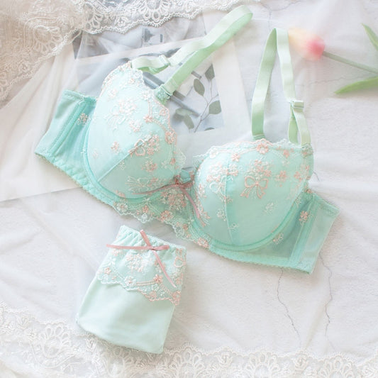 Japanese Flower Blossom Cute Sweetie Push Up Bra Set – Sofyee