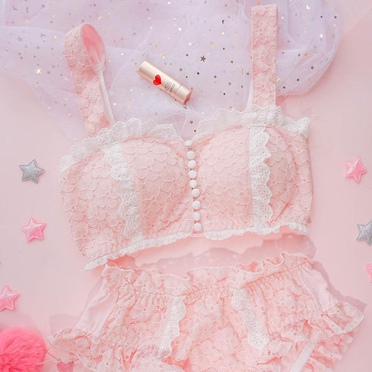 Sofyee Starring Night Pink Kawaii Sweet Cute Bralette Set