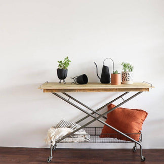 Antique Brass Finish Modern Pedestal Accent Table