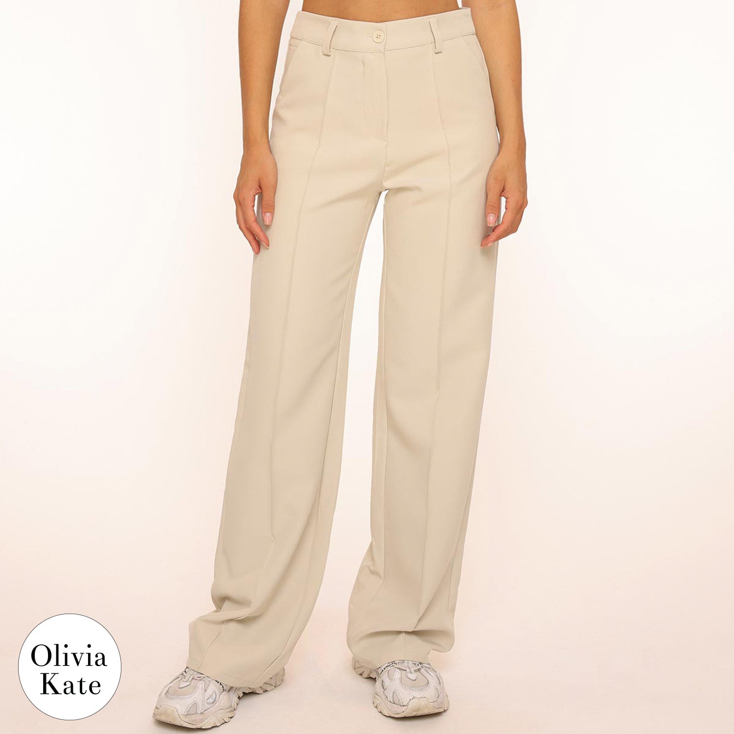 Beige Basic Wijde - Pantalon product