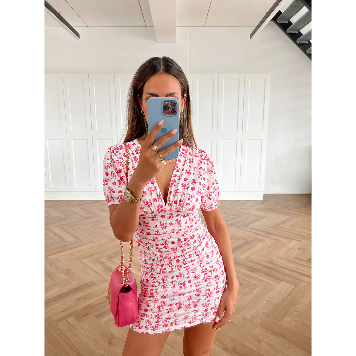 Roze Bloemenprint SS - Jurk | Olivia & Kate