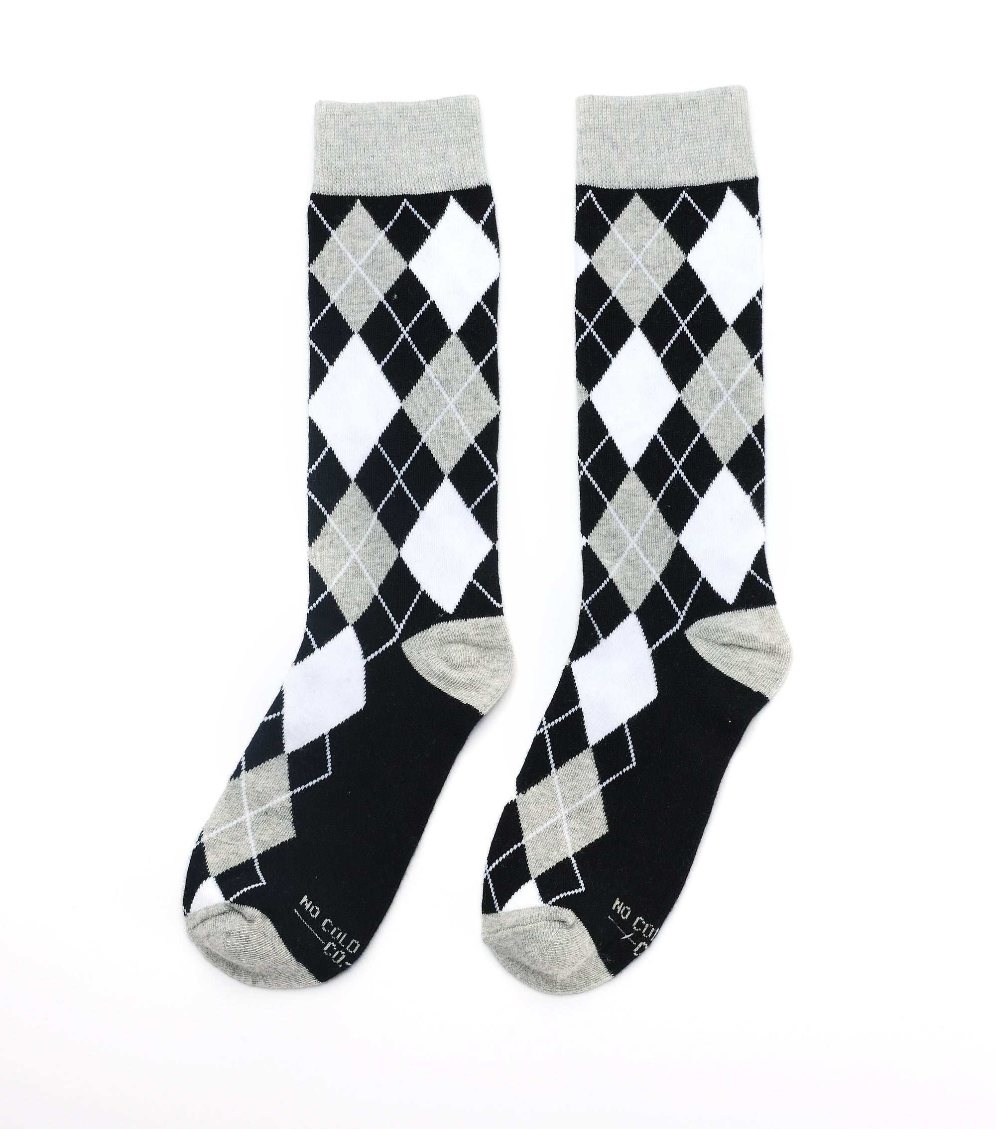 Black, White, and Grey Argyle Groomsmen Socks | No Cold Feet Co.