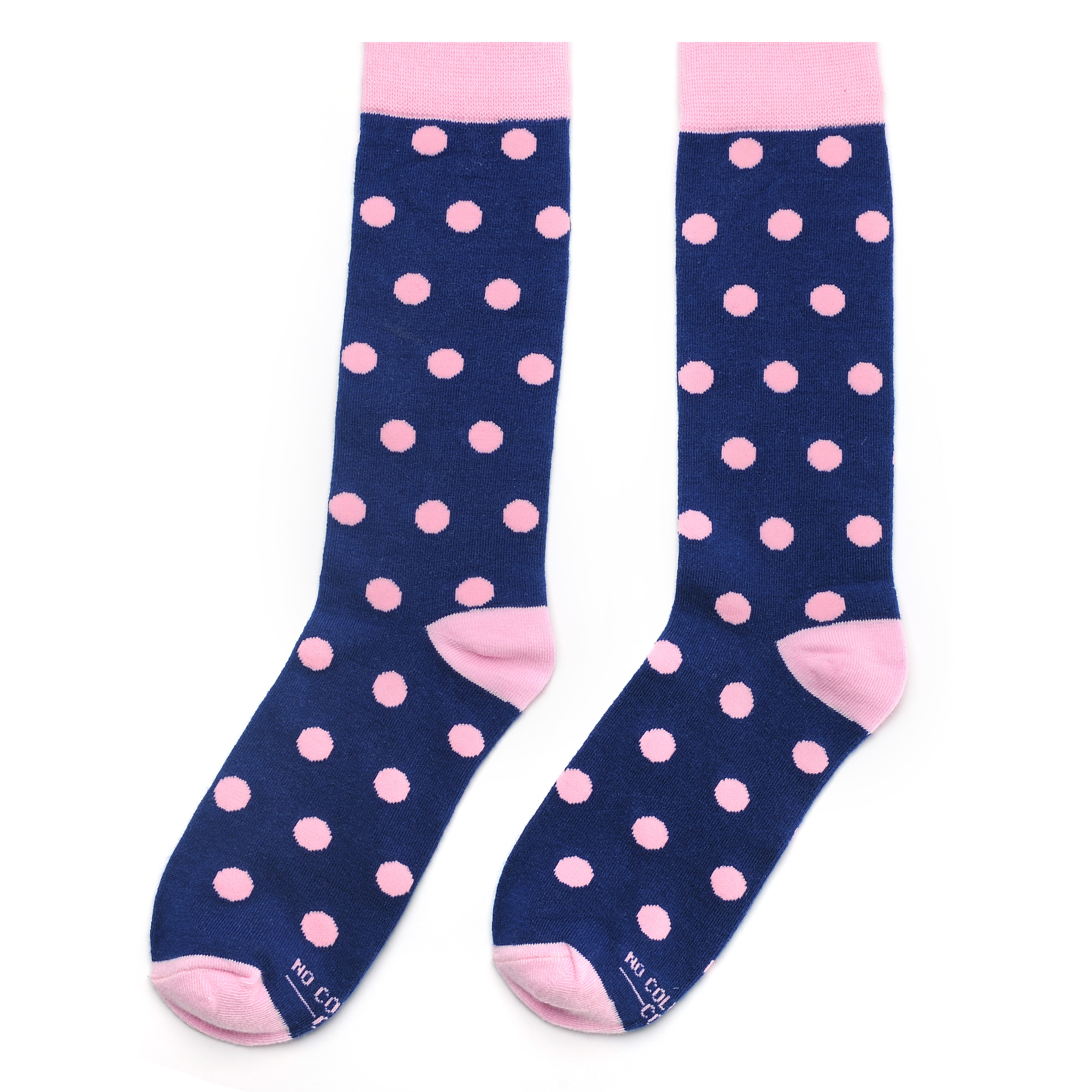 Navy Blue and Pink Polka Dot Socks | Groomsmen Socks | No Cold Feet Co