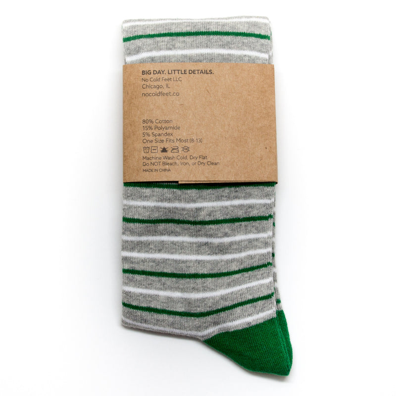 Green and Grey Striped Socks | Groomsmen Socks | No Cold Feet Co.