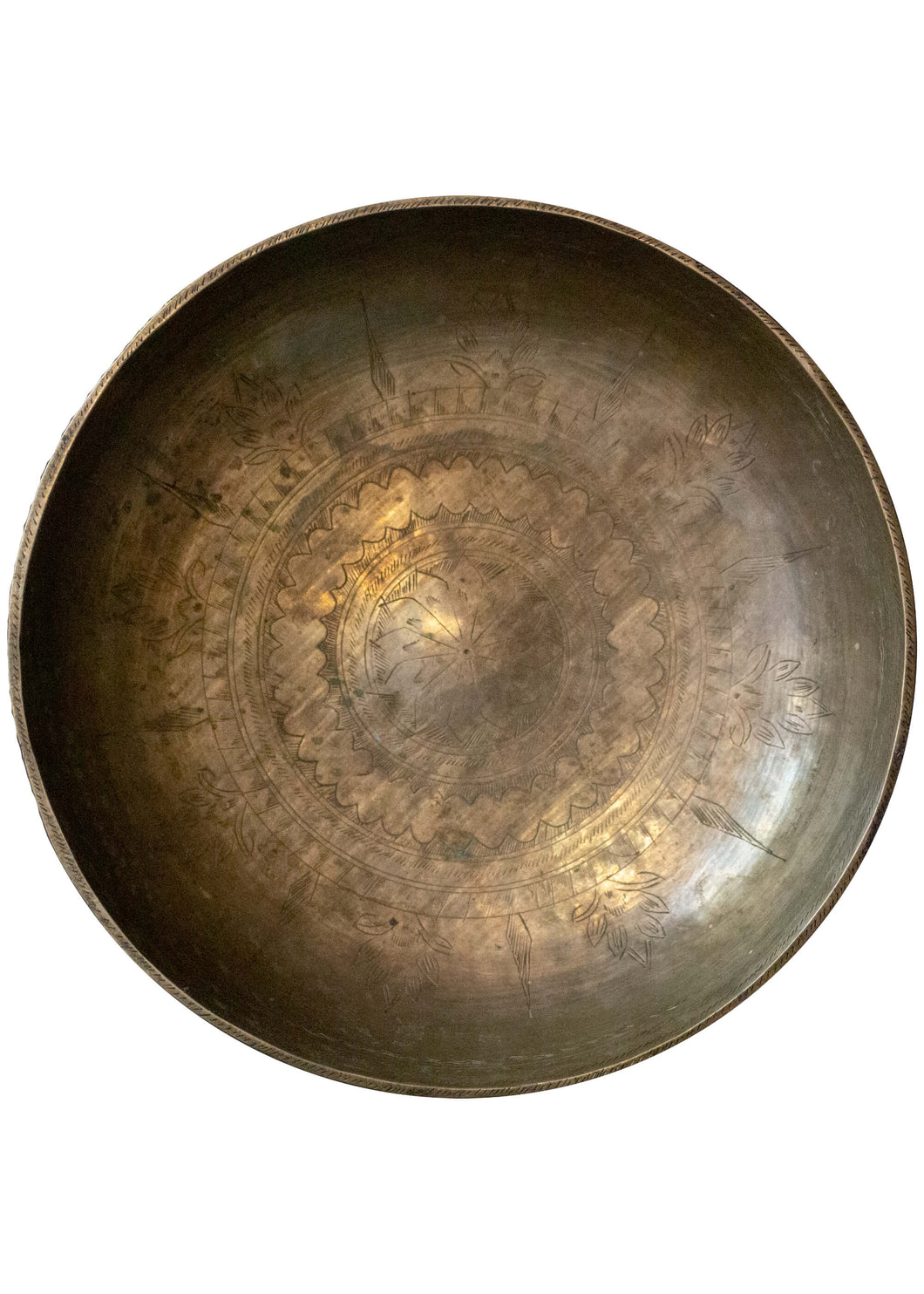 Vintage Hand Etched Swat Valley Brass Bowl - 8