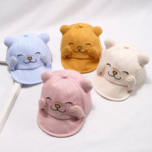 Summer Kids Baseball Cap | Cartoon Bear Adjustable Sun Hat | Solid Color Baby Hats for Boys & Girls | Spring Gorras - ShopOnlyDeal