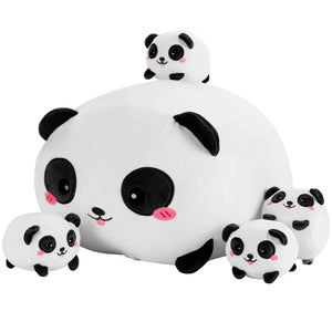 40CM Kawaii Cute Panda Bear Plush Toy Pillow | Panda Mommy Stuffed Animal with 4 Babies | Children’s Toys - ShopOnlyDeal - Stuffed Panda Bears Plush