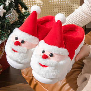 2024 New Arrival Winter Christmas Santa Claus Slippers for Women & Men | Warm Plush Cute Cartoon Couples Indoor House Floor Slides - ShopOnlyDeal
