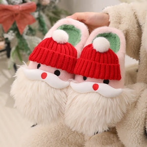 Cute Santa Claus Cotton Slippers for Women | Winter Warm Soft Plush Indoor Home Floor Slides | Funny Christmas Party Gift for Girls - ShopOnlyDeal