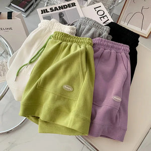Summer Shorts for Women | Fashion Straight Shorts | Vintage High Waist Elasticity | Solid Summer Loose with Pocket | Indoor Outdoor Shorts - ShopOnlyDeal