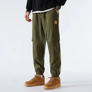 Solid Color Pockets Bandage Drawstring High Waisted Elastic Men's Casual Trousers | Spring Autumn Bloomers Harem Vintage Pants - ShopOnlyDeal