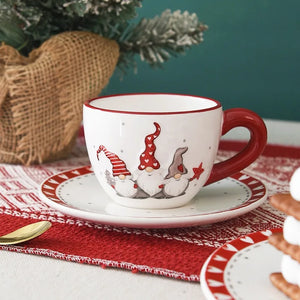 Santa Claus Ceramic Cup and Saucer | Christmas-Themed Coffee & Tea Set | Festive Teacup and Dish | Holiday Mug for Breakfast, Milk, Juice, and Water - ShopOnlyDeal