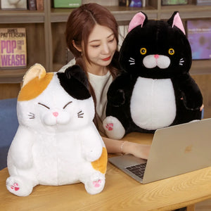 New 28/36CM Fluffy White & Black Cat Plush Animals Doll Toys | Simulation Stuffed Lucky Cat | Car Decoration Gifts - ShopOnlyDeal - Black And White Cat Plush