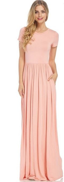 blush pink casual maxi dress