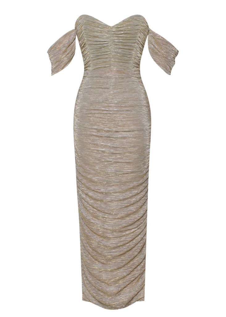 GOLD RUCHED DRESS – DDMINE
