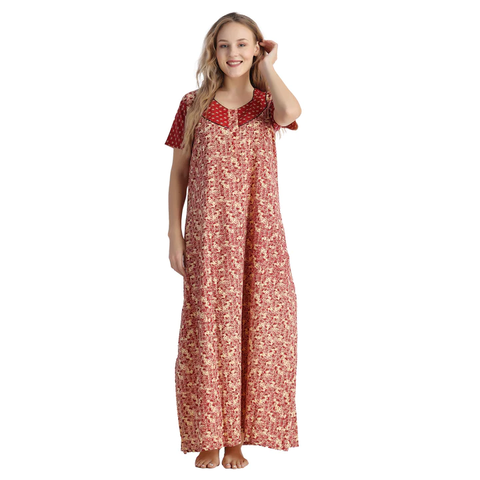 Digital Printed Cotton Nighty For Women