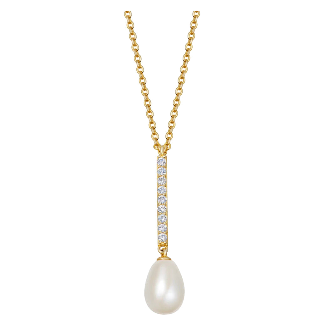 Astley Clarke Gold Celestial Pearl And Sapphire Drop Pendant Necklace