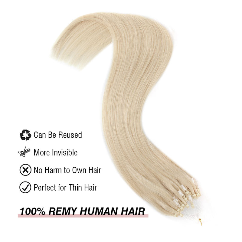 Micro Loop Hair Extensions #60A Light Ash Blonde | AmazingBeautyHair